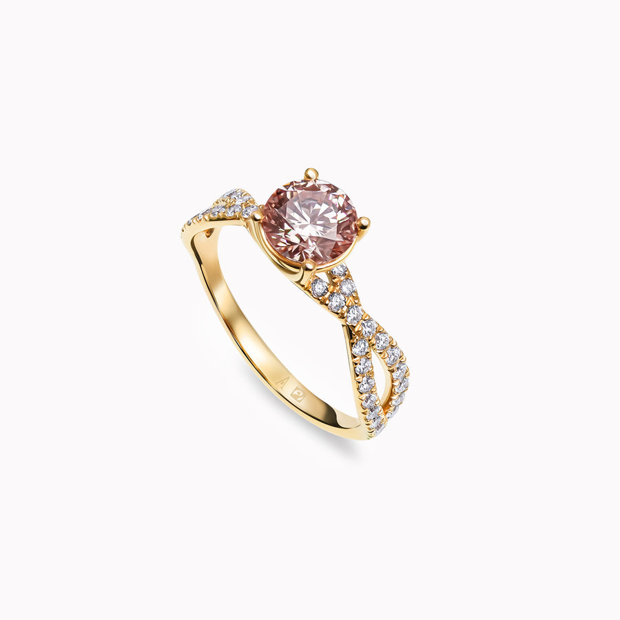 Féeriquement coquette pink brown  0.91 Karat - Rotgold 18K
