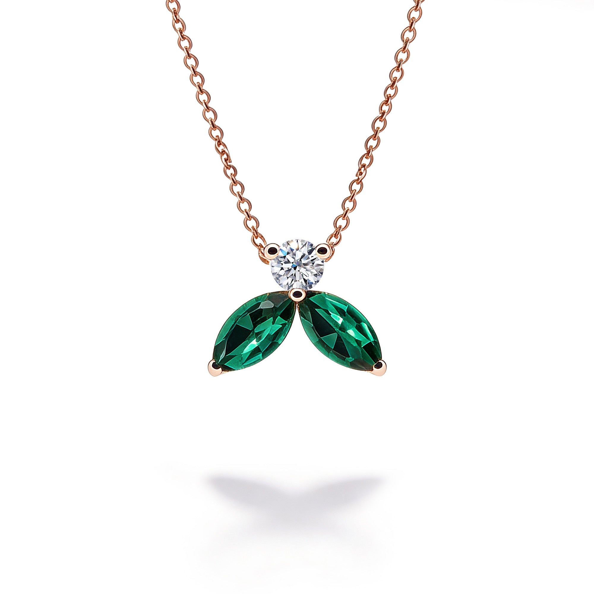 Necklace The Little Bee verte  M - red gold 18k