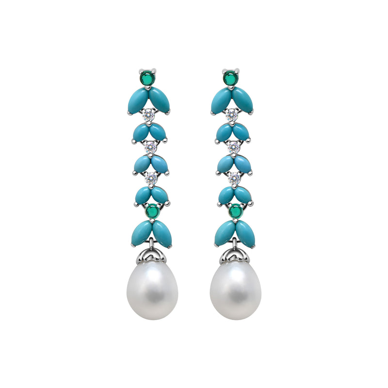 Boucles d'oreilles fantastic Little Bees turquoise  - Or blanc 18k