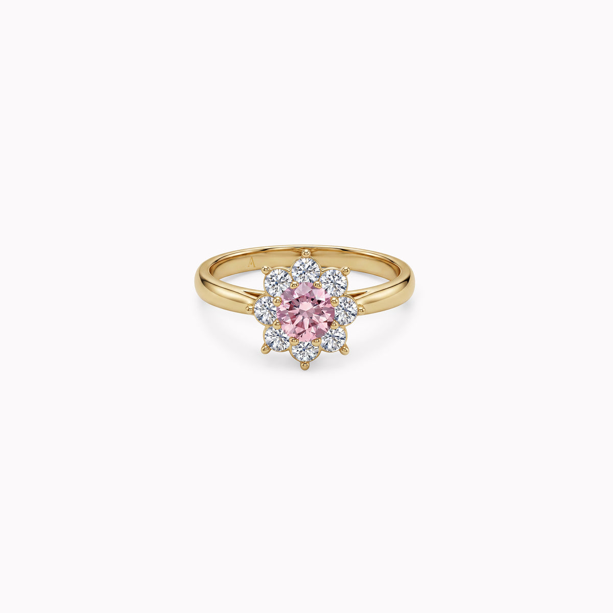 The Little Blooming Pink Flower 0.20 carat - or jaune 18k