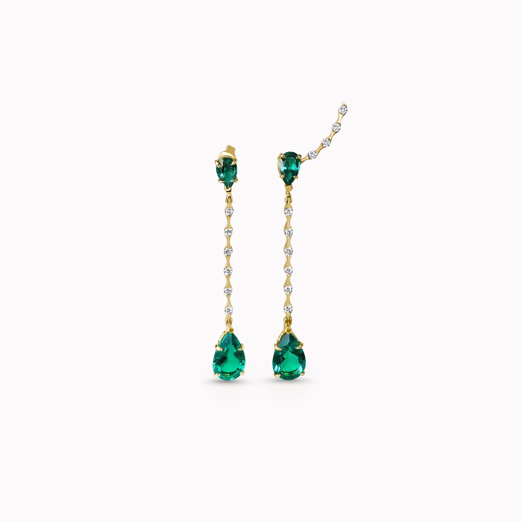 Boucles d'oreilles The Amazonian Green Leaves - or jaune 18k