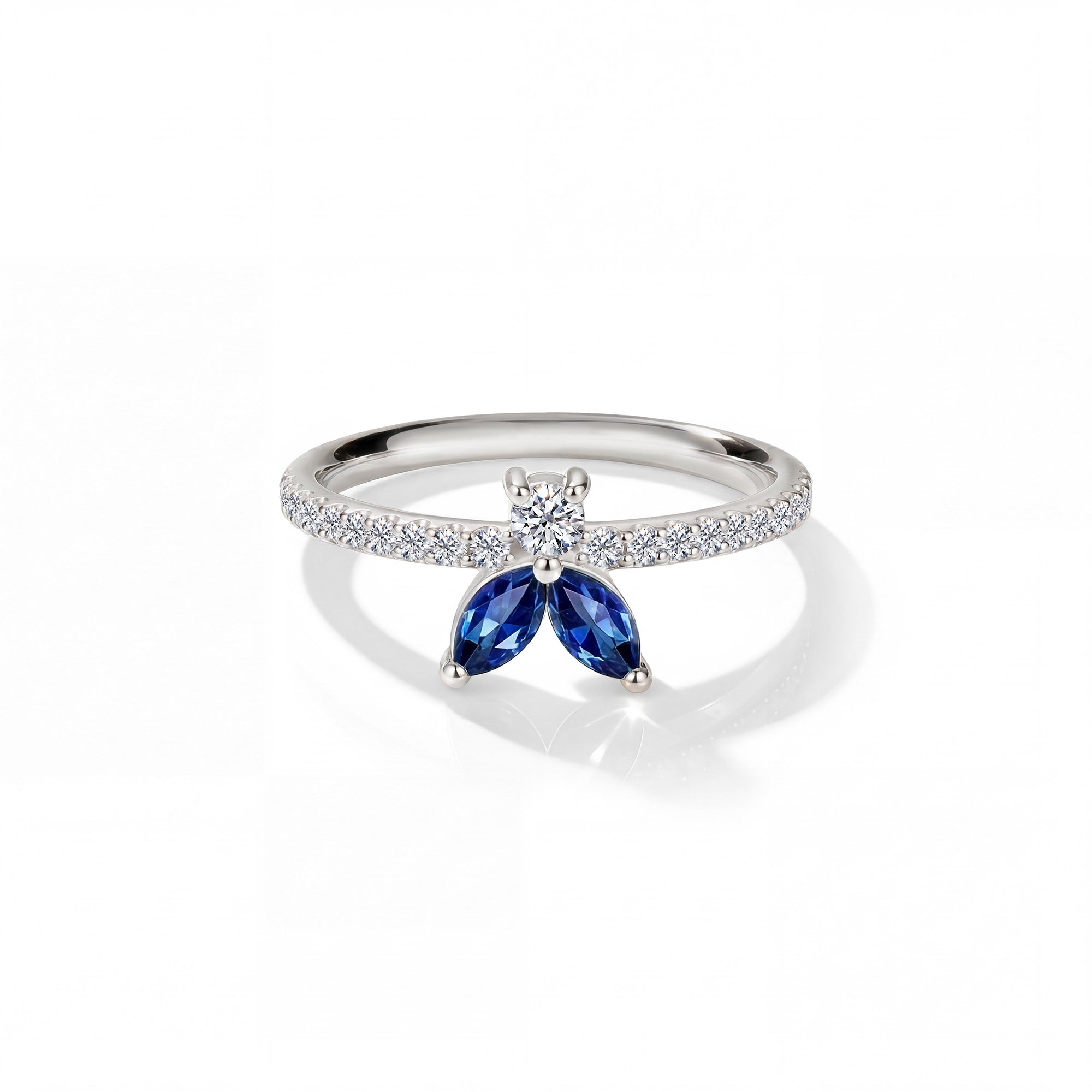 The Fancy Little Bee Saphir bleu  - White Gold 18k