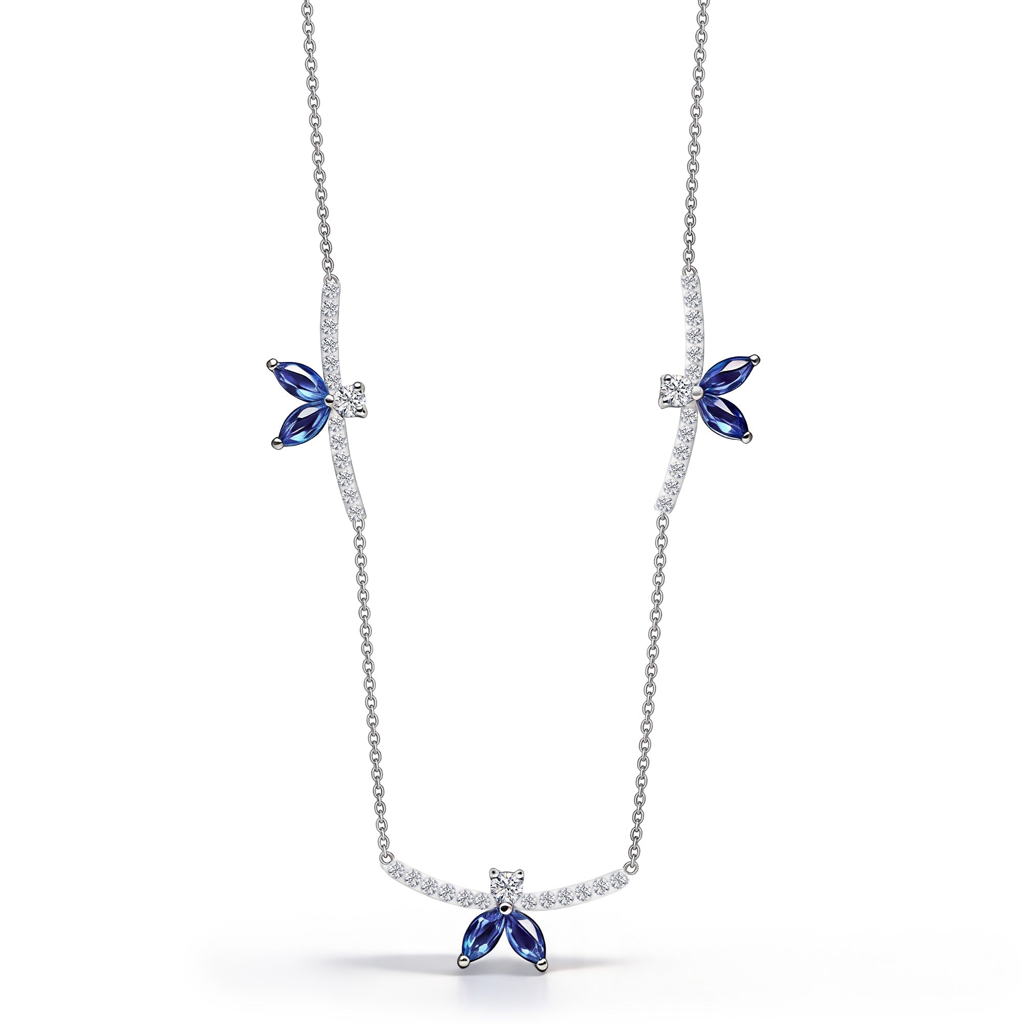 Necklace The Blue Ballet Dancers - White Gold 18k