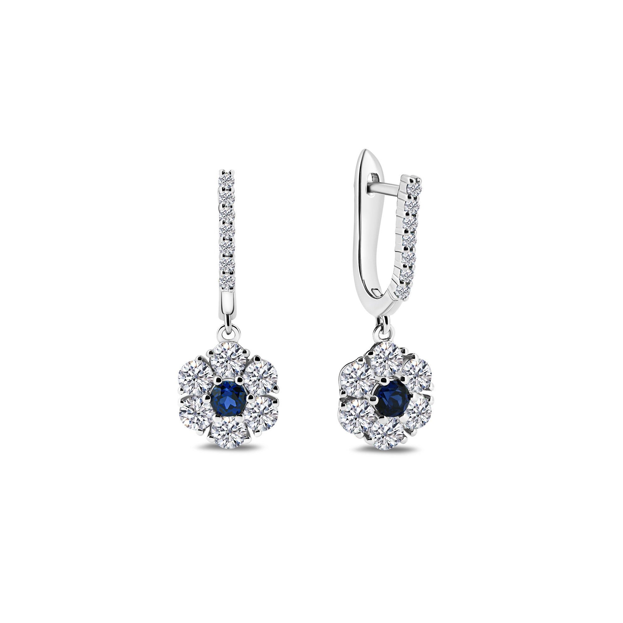 Boucles d'oreilles Blue Floral Whisper 0.30 carat - or Blanc 18k