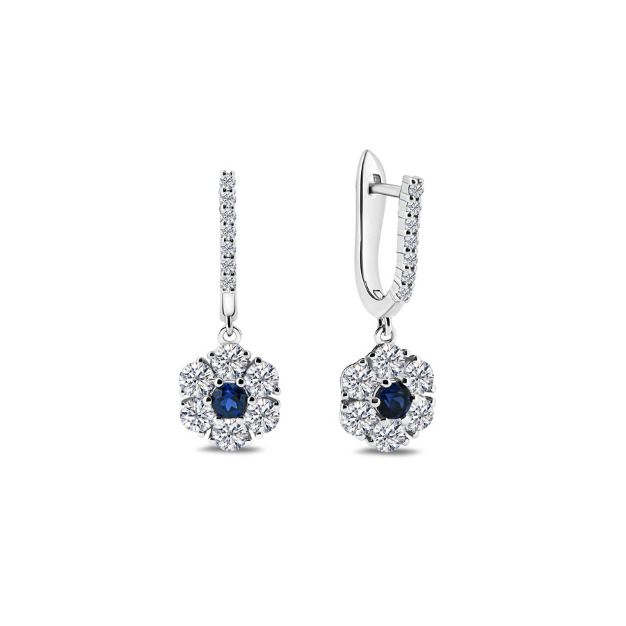 Boucles d'oreilles Blue Floral Whisper 0.30 carat - or Blanc 18k