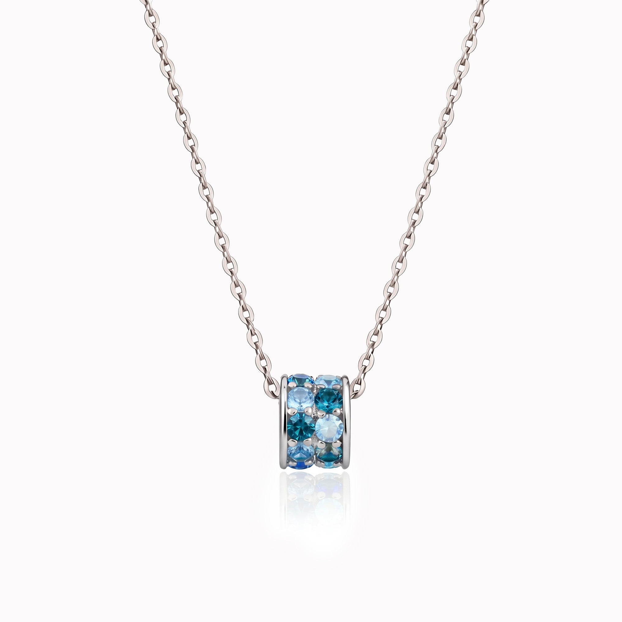 Collier Blue dark and sky rainbow- or blanc 18k (CH-579)