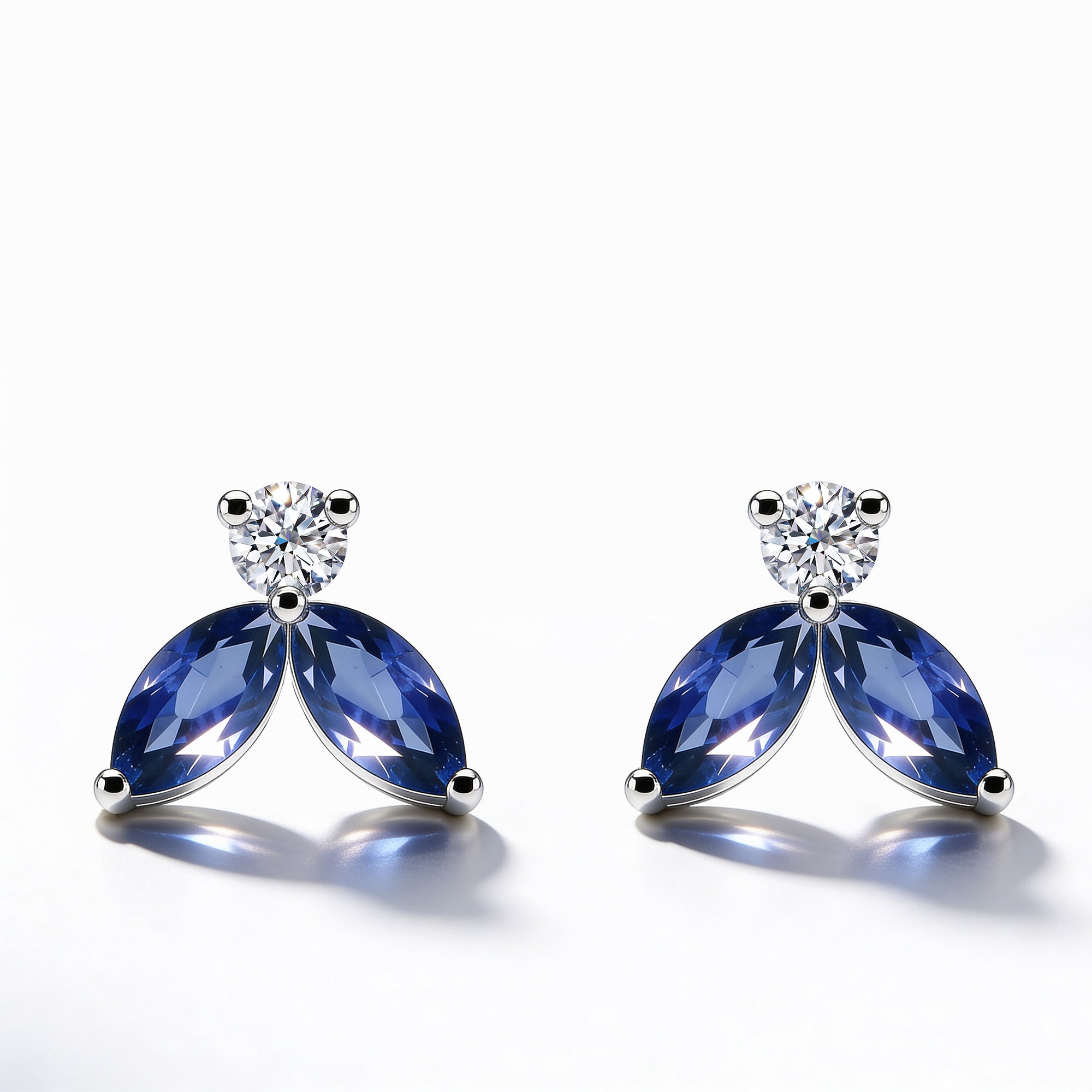 Boucles d'oreilles Little Bees bleu 1.00 carat - Or blanc 18k