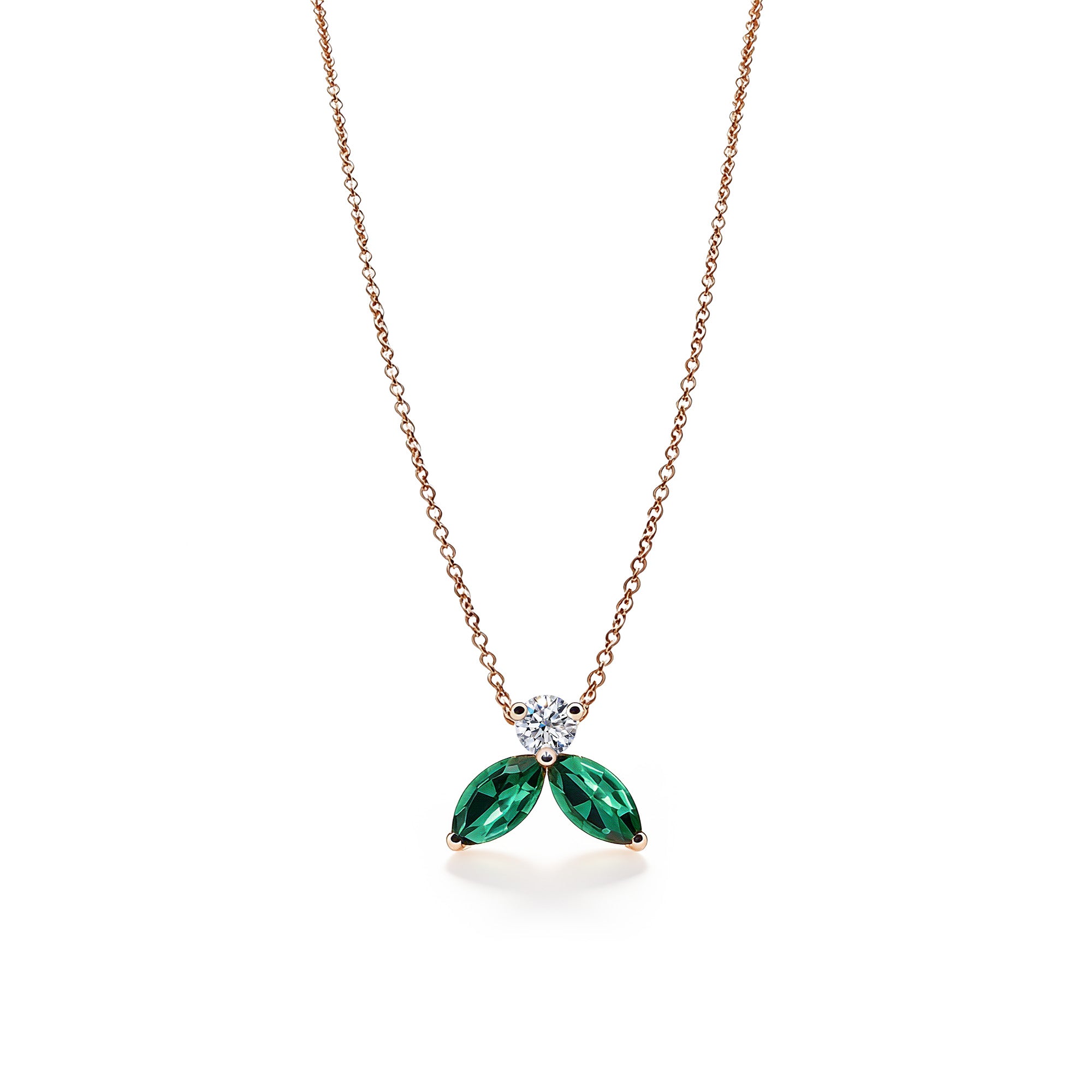 Necklace The Little Bee verte  M - red gold 18k