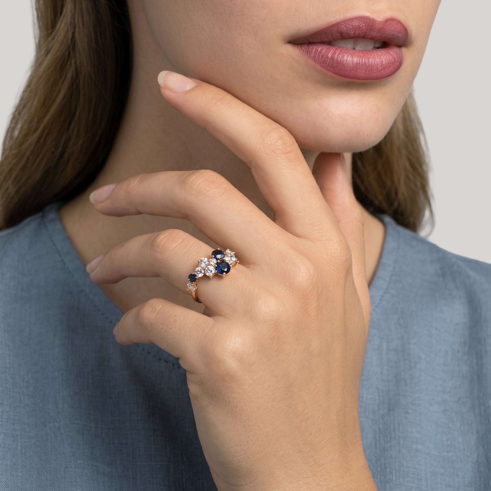 Midnight Sapphire Blossom - or Jaune 18k
