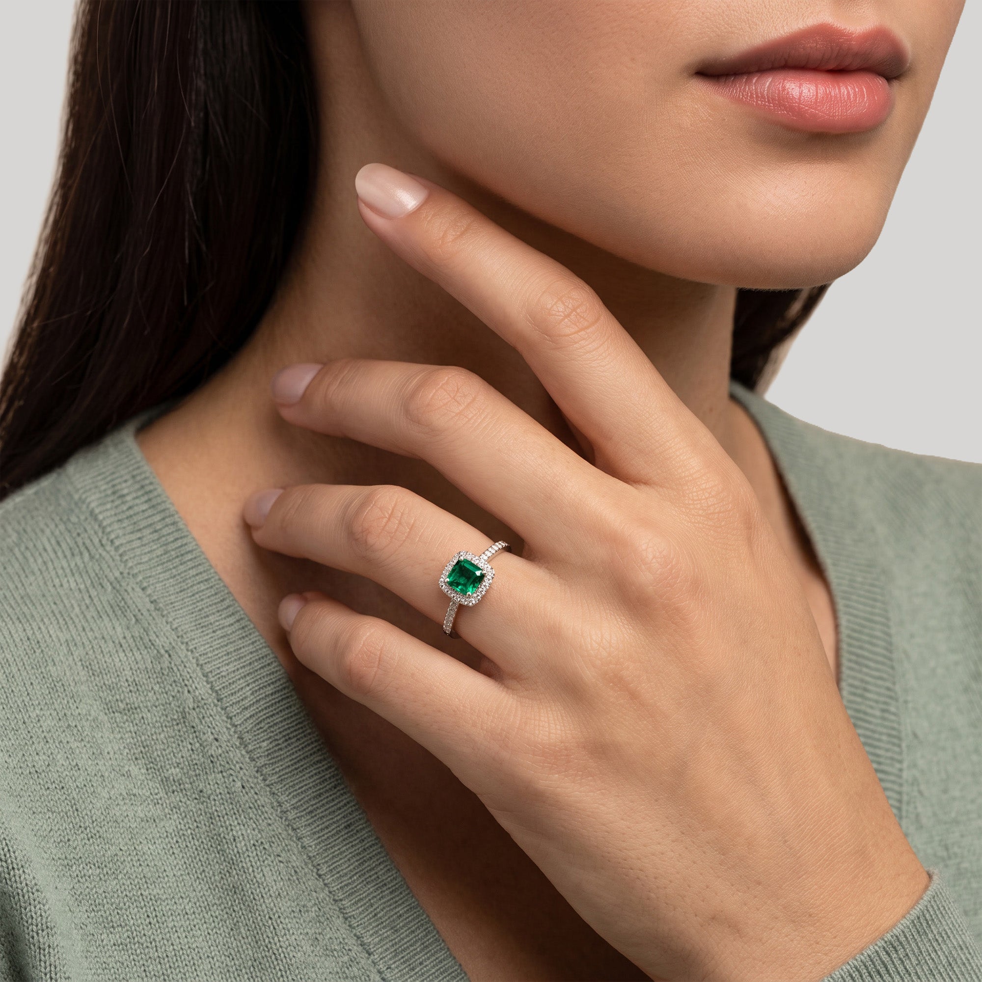 The Little Green Square - or blanc 18k