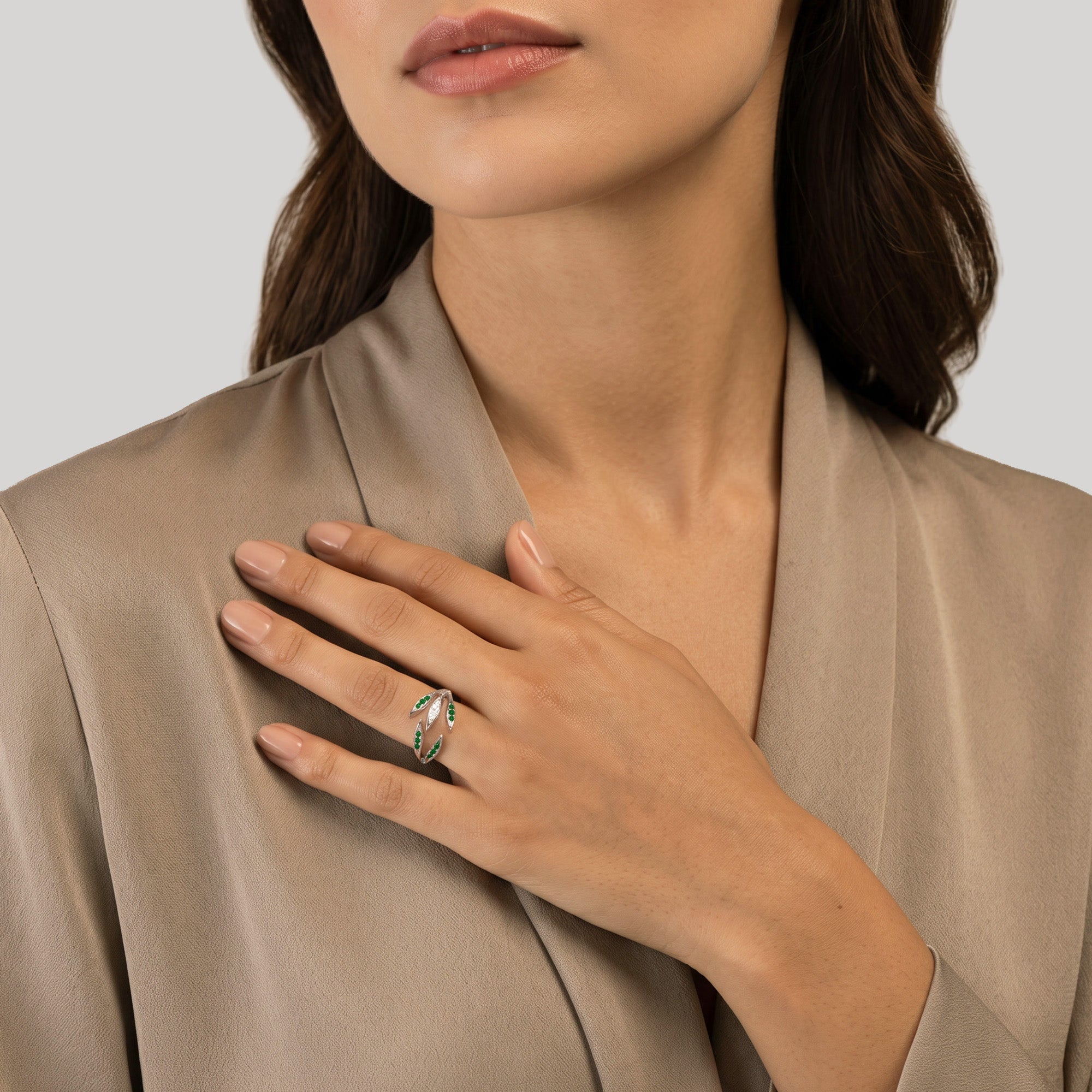 The Little Green Leaves - or blanc 18k