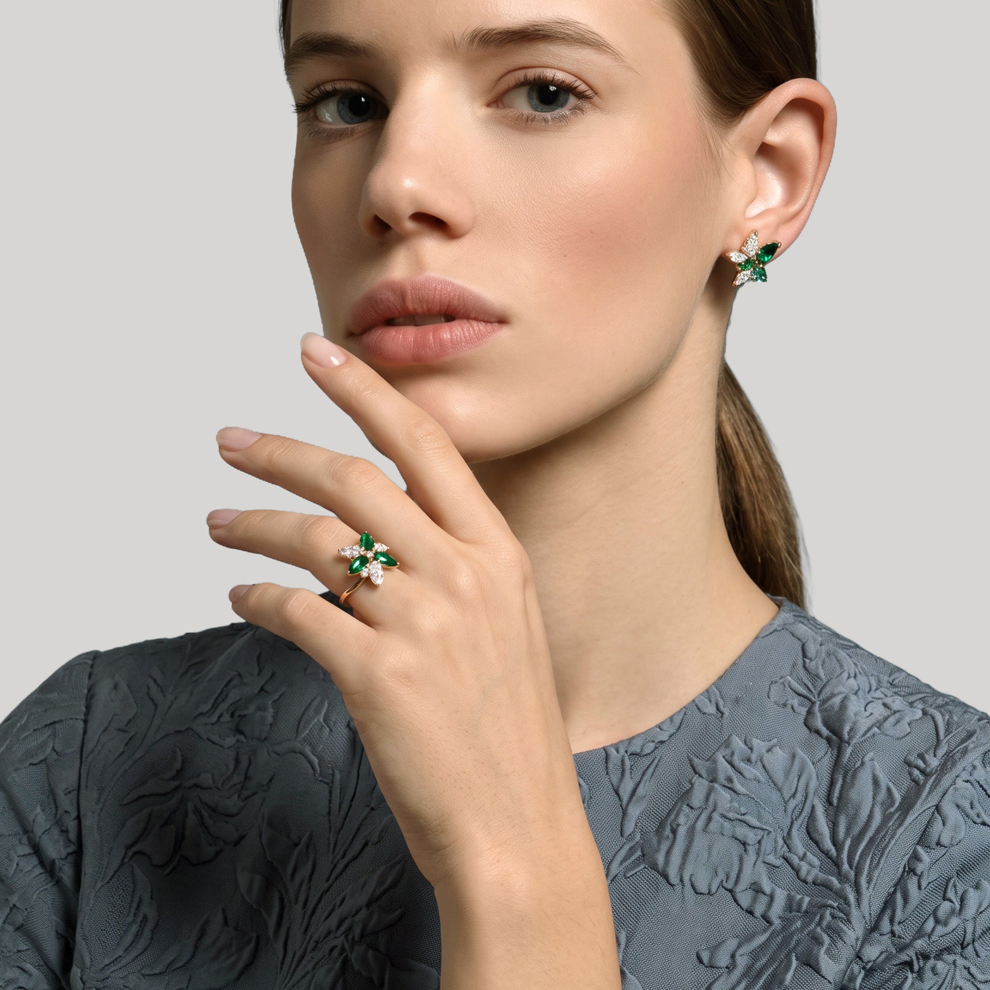 Boucles d'oreilles Wild Forest - or blanc 18k