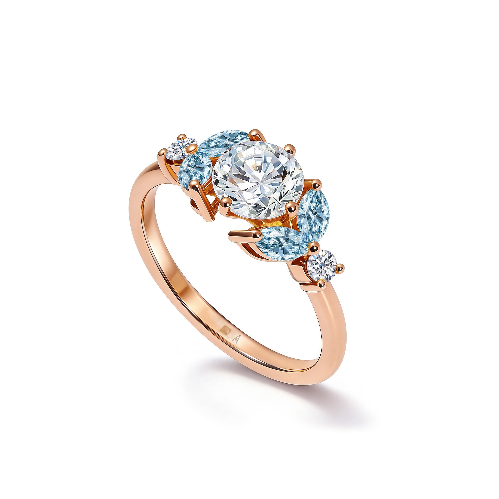Little Bees Blue 1.00  carat  - Red Gold 18k