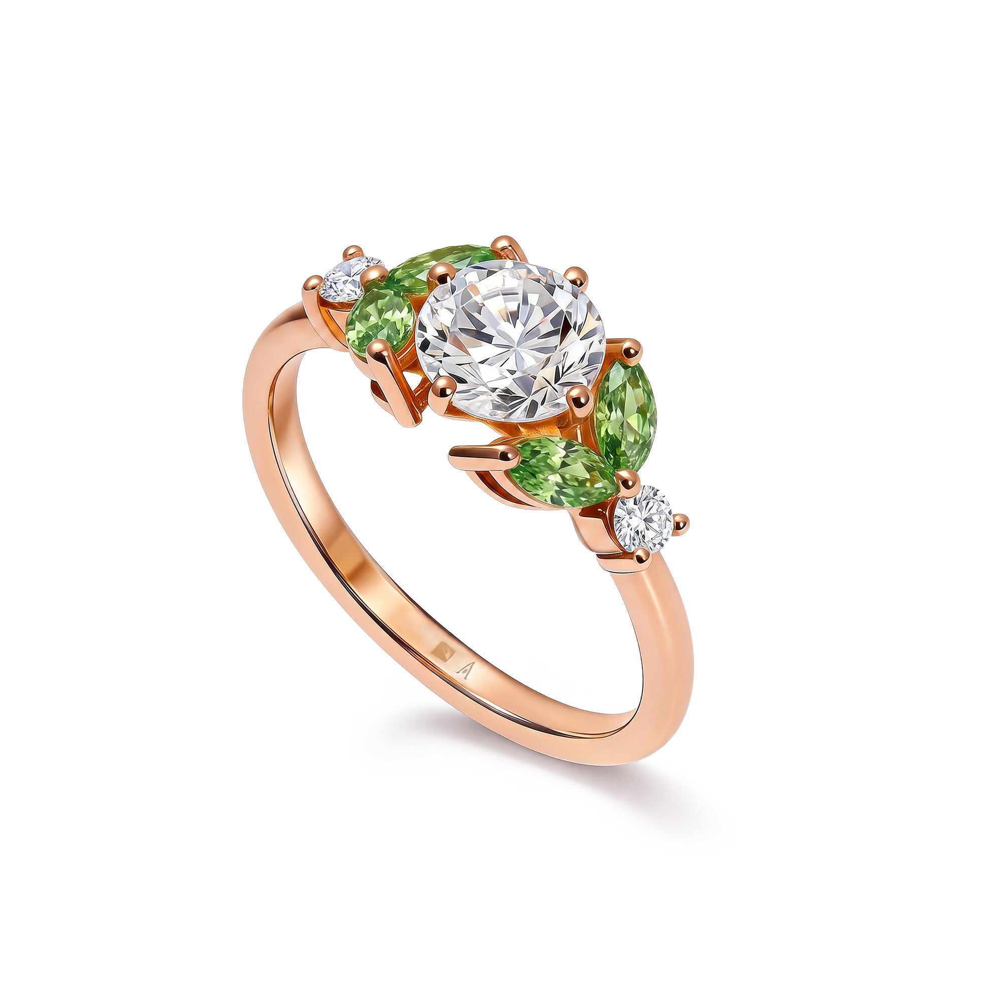 Little Bees  Green 1.00 carat - Red Gold 18k