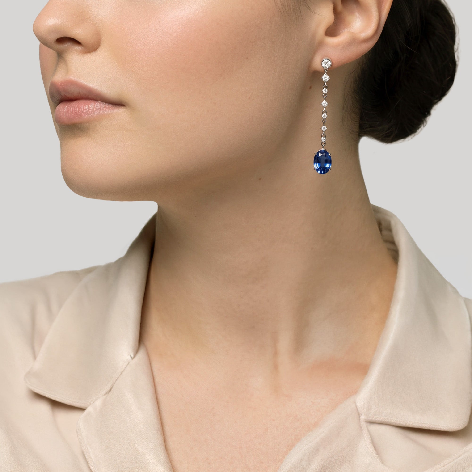 Boucles d'oreilles The Blue Lagoon Sapphire - or blanc 18k