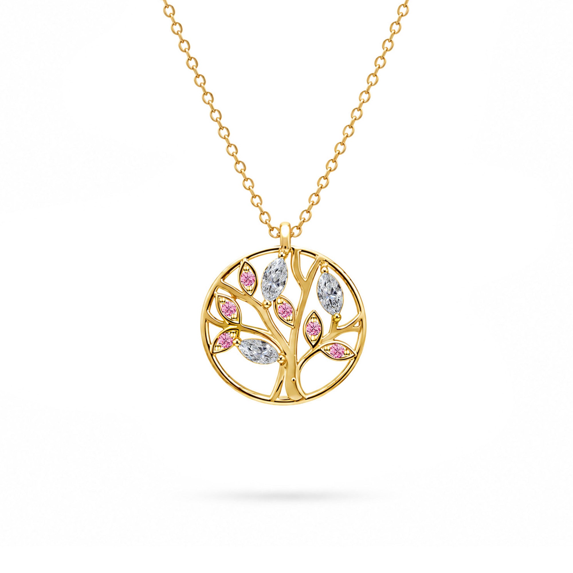Collier Tree of Life rose | or jaune 18k