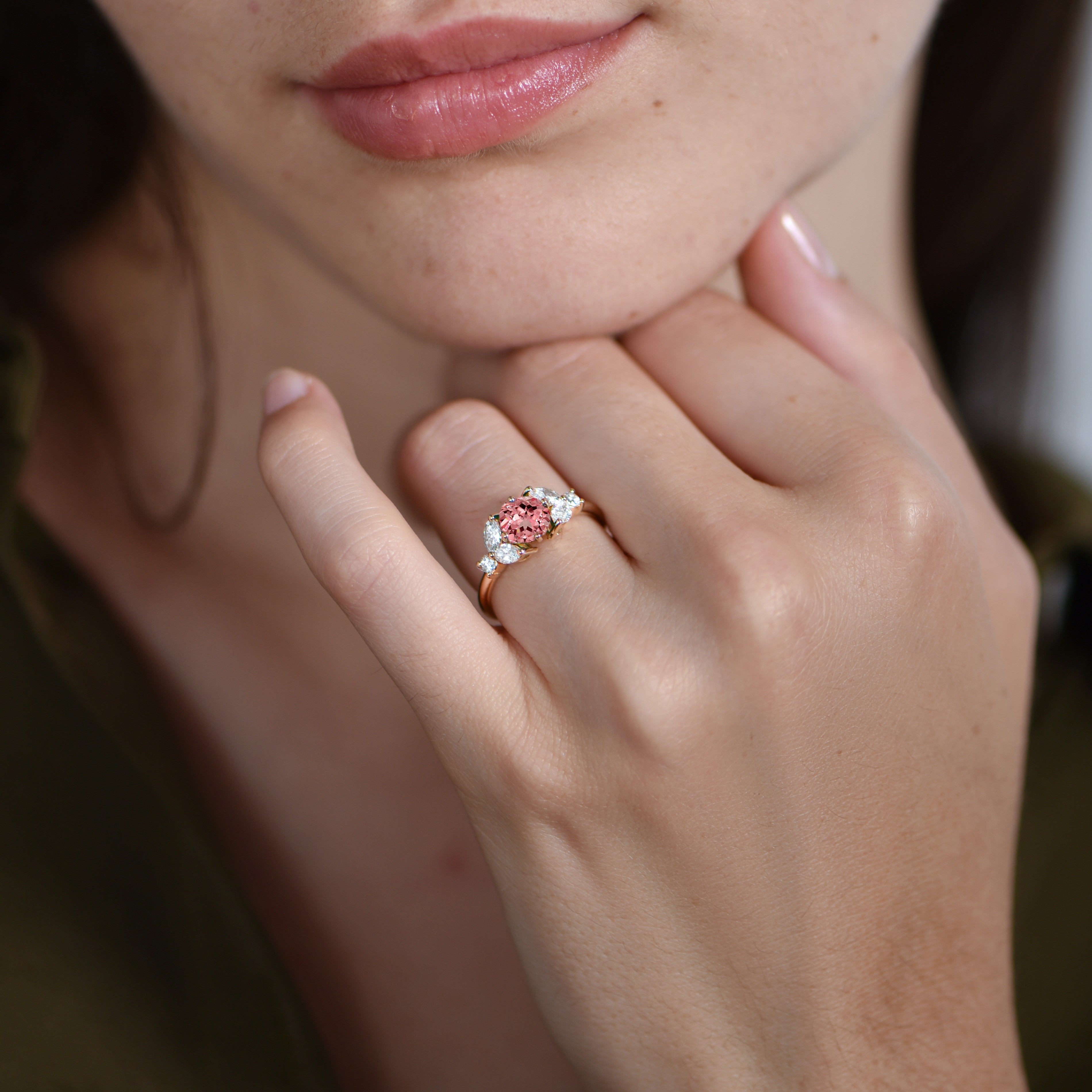 Little Bees with pink sapphire and diamonds