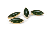 Cufflinks  Marquise Jade  - 18k Yellow gold