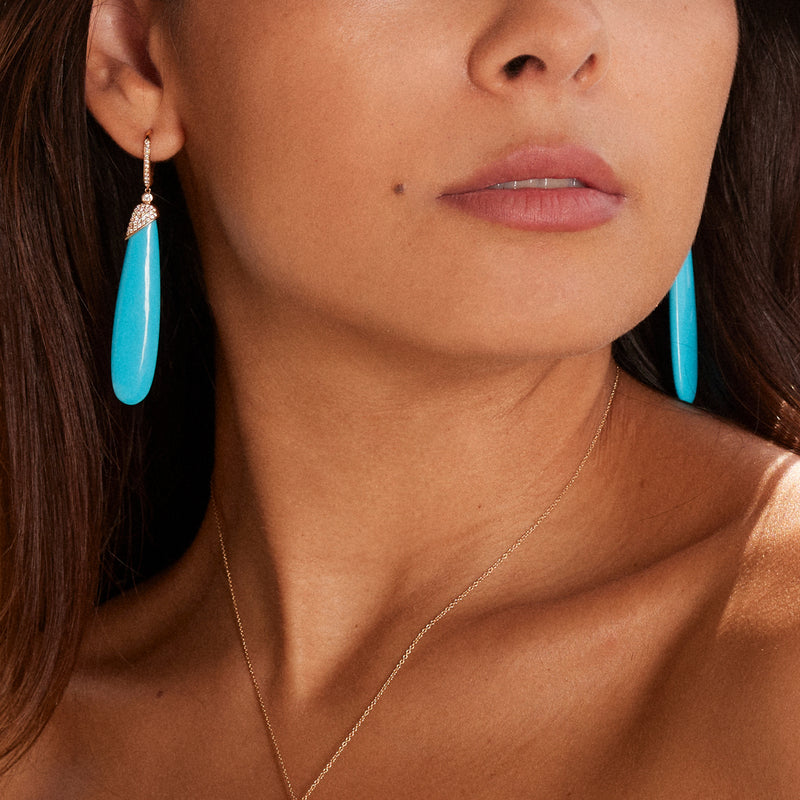 Earrings Turquoise Drop - White Gold 18k