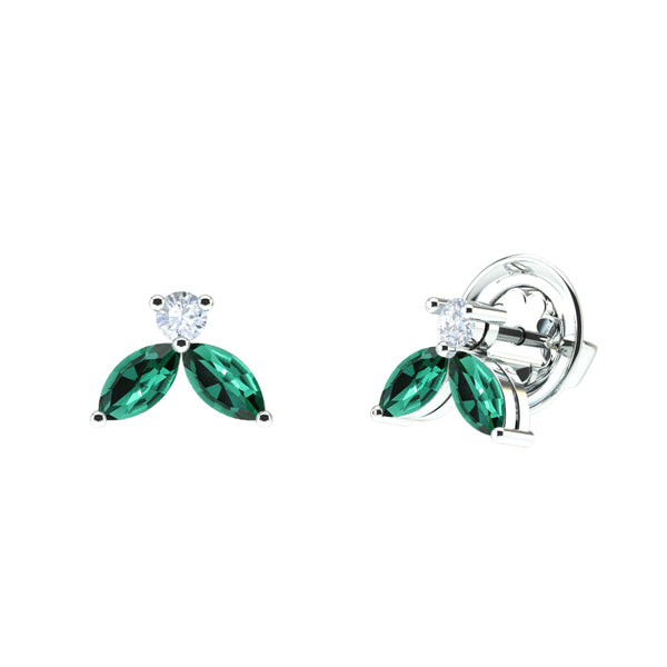 Earrings Little Bee Green 1.00 carats - white Gold 18k