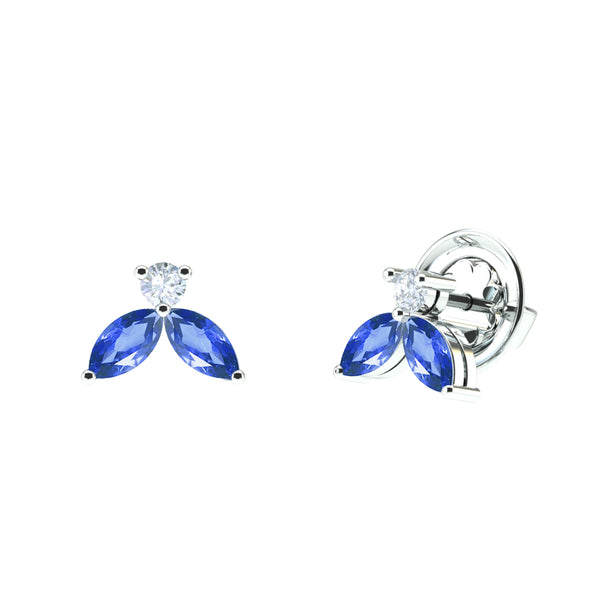 Earrings Little Bees Blue 1.00 carats - white Gold 18k