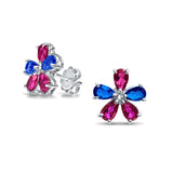 Earrings Little Blue Sapphire Flowerdrop - White Gold 18k