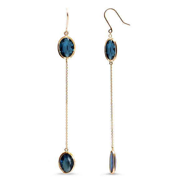 Earrings Océane - Blue topaz - 18k yellow gold