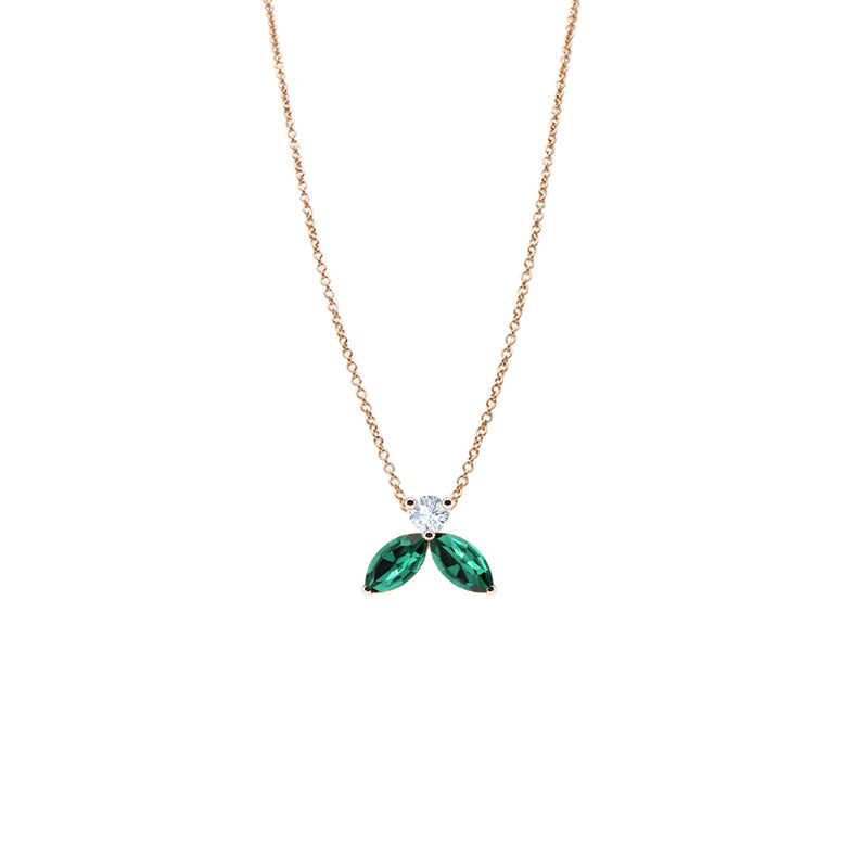 Necklace The Little Bee verte  M - red gold 18k