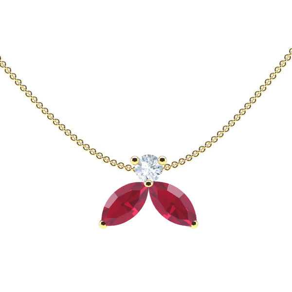 Collier The Little Bee Red M - Yellow gold 18k