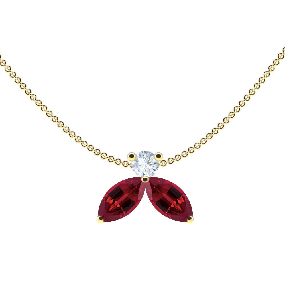 Collier The Little Bee rouge M - Gelbgold 18k – Halskette Gold 18k – Vorderansicht