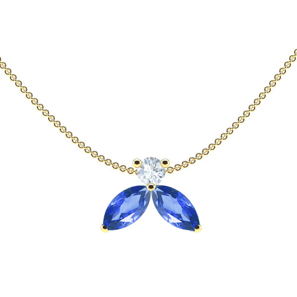 Necklace The Little Bee blue M - Yellow gold 18k