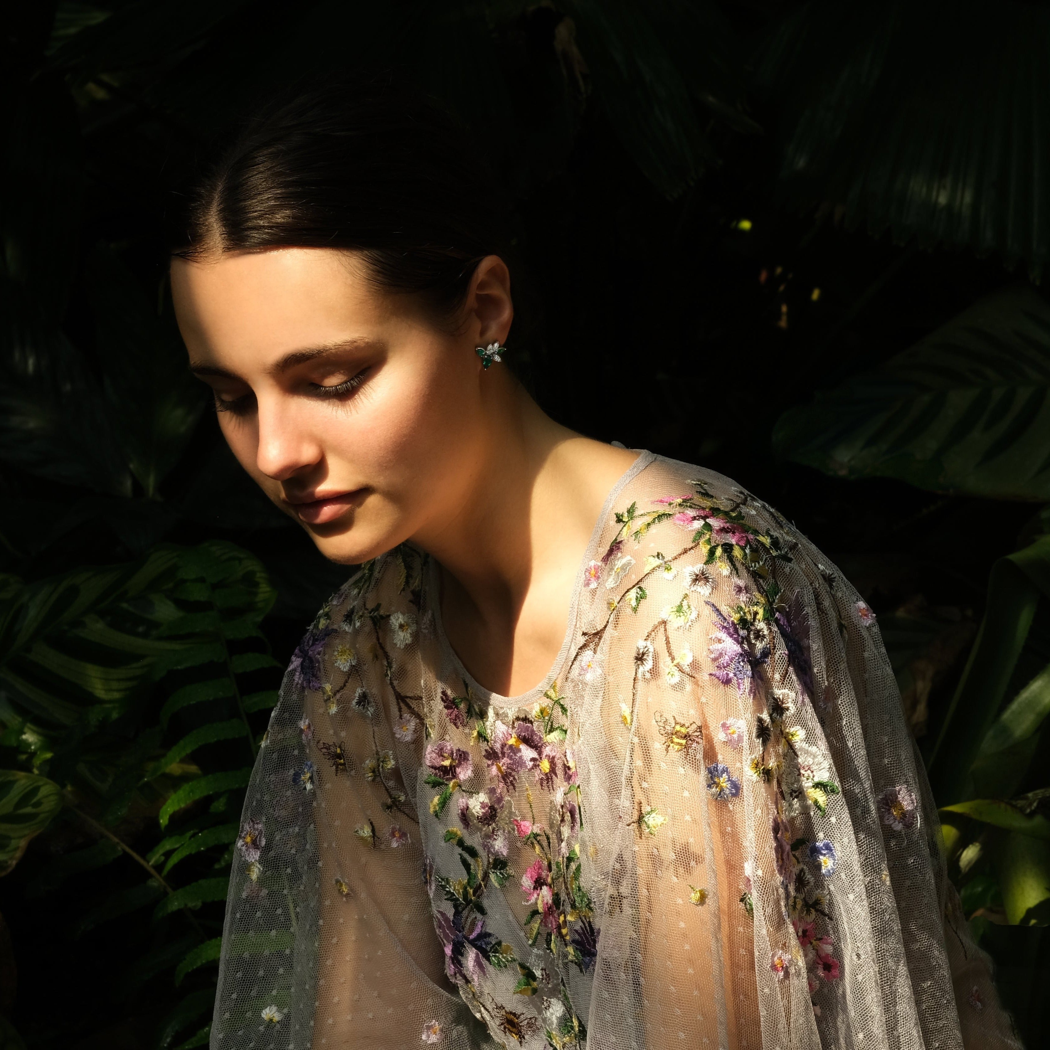 Boucles d'oreilles Wild Forest - or blanc 18k - AGUADEORO