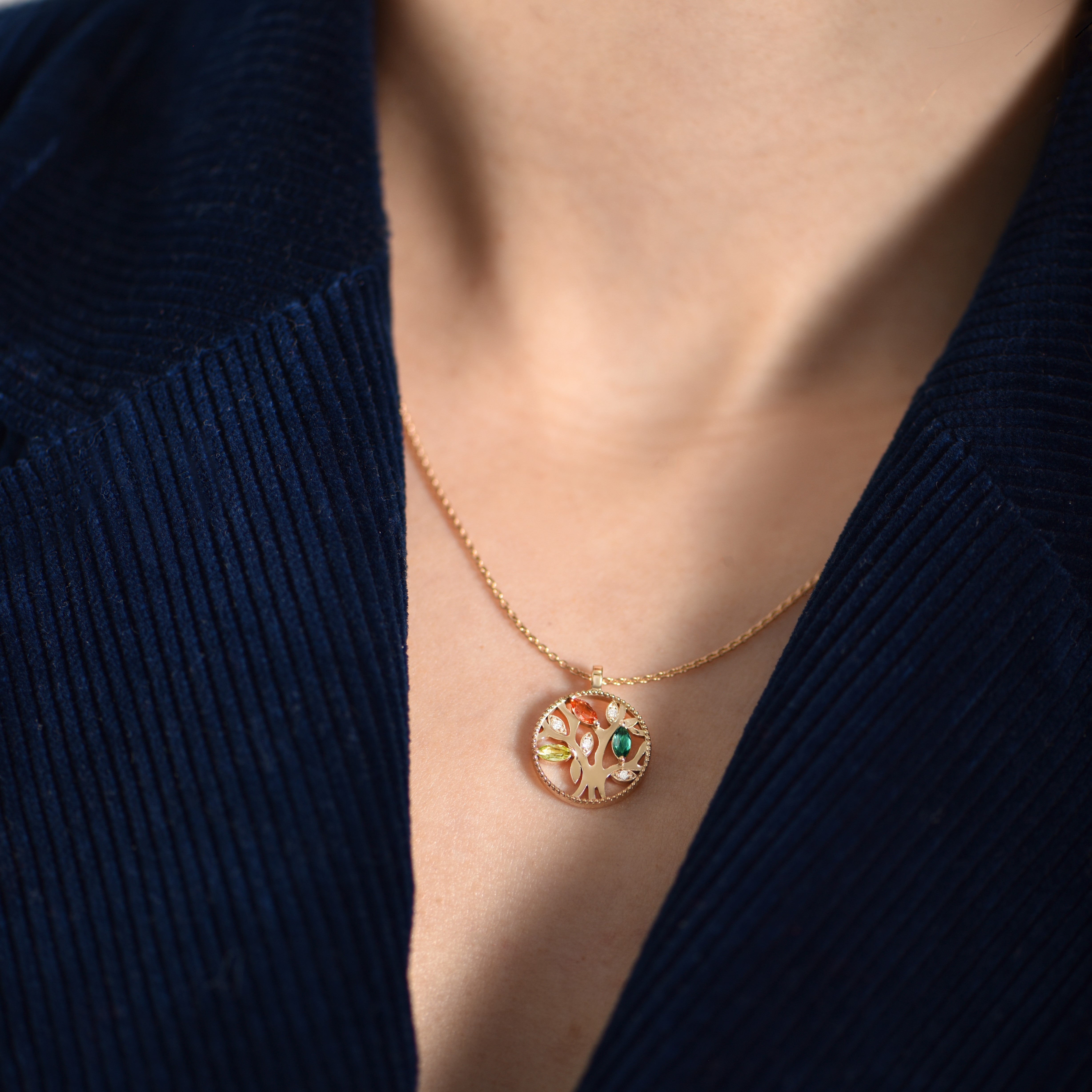 Collier Tree of Life Coloré - or jaune 18k - AGUADEORO
