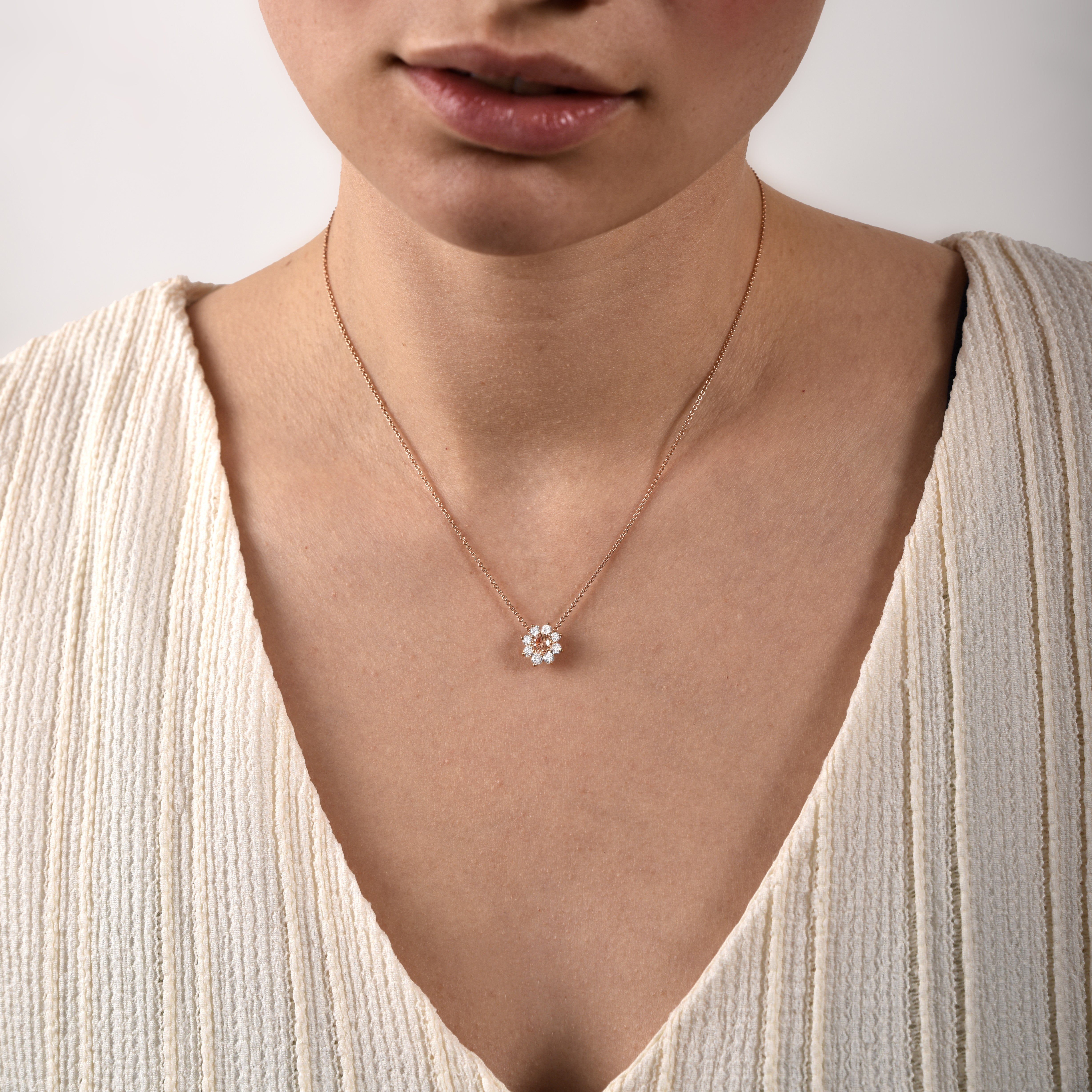 Collier The Blooming Pink Flower - or jaune 18k