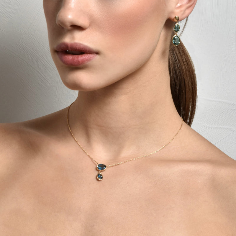 Necklace Océane Blue topaz - 18k yellow gold