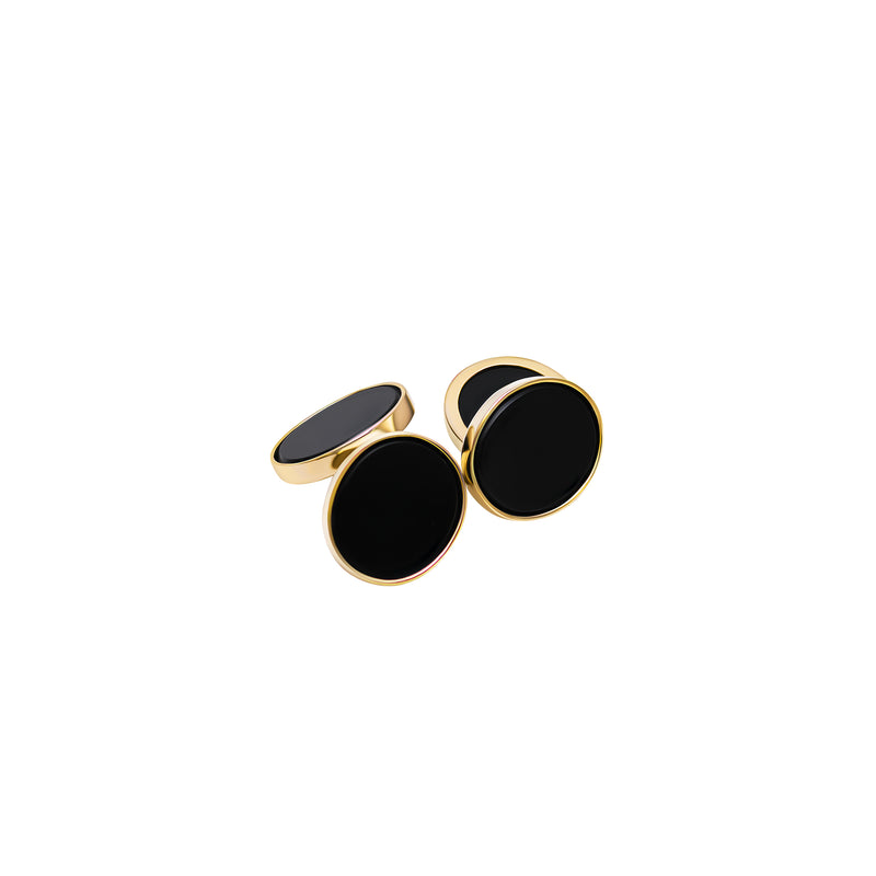 Cufflinks Oval Onyx - or Jaune 18k