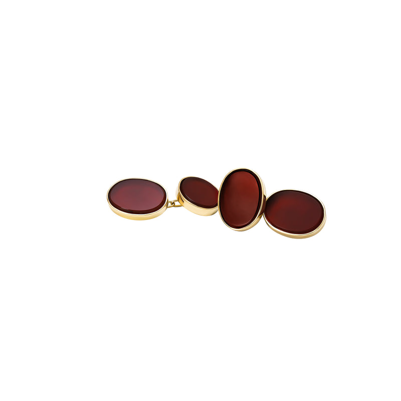 Cufflinks Oval Cornelian- 18 carat yellow gold