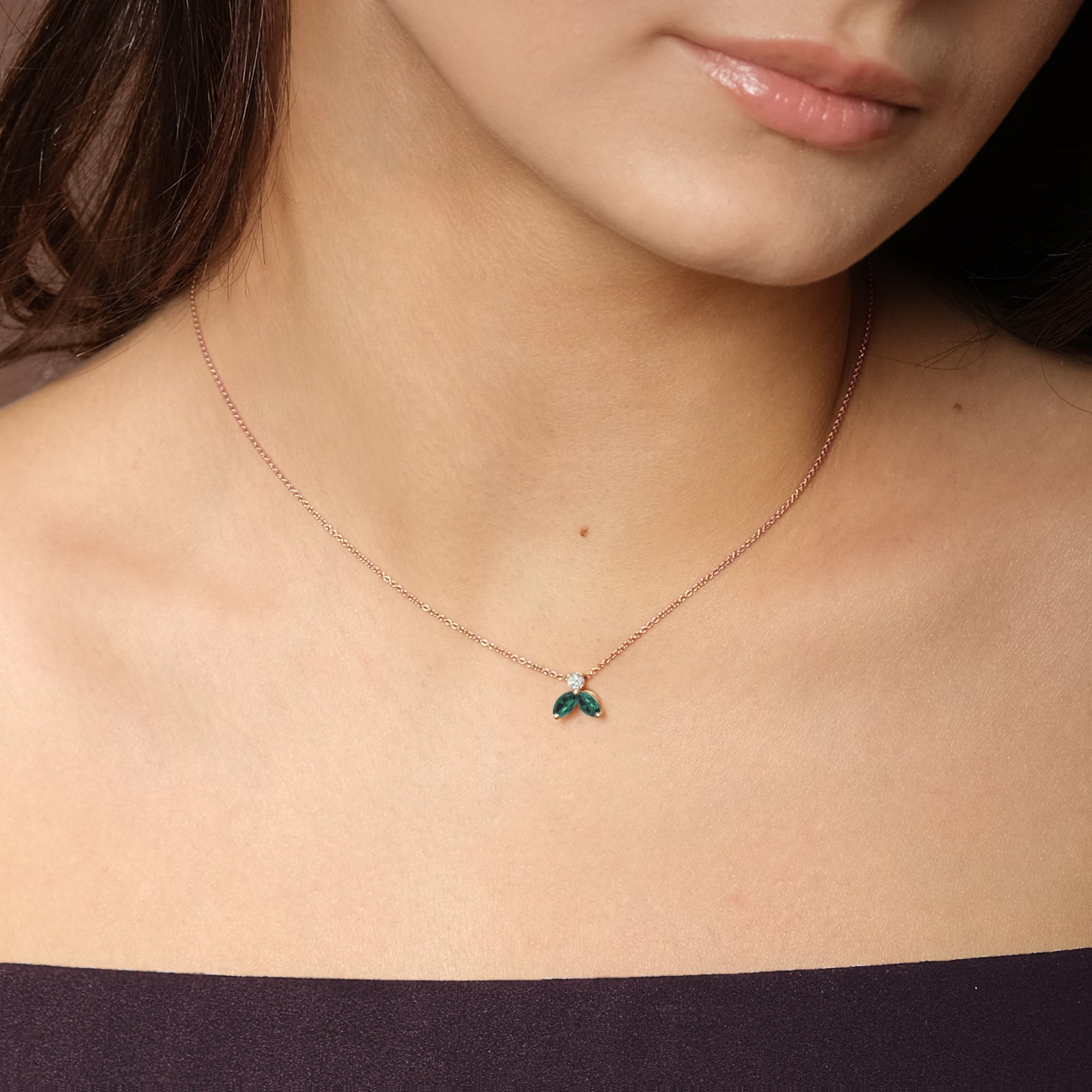 Collier The Little Bee verte M -Or rouge 18k - AGUADEORO