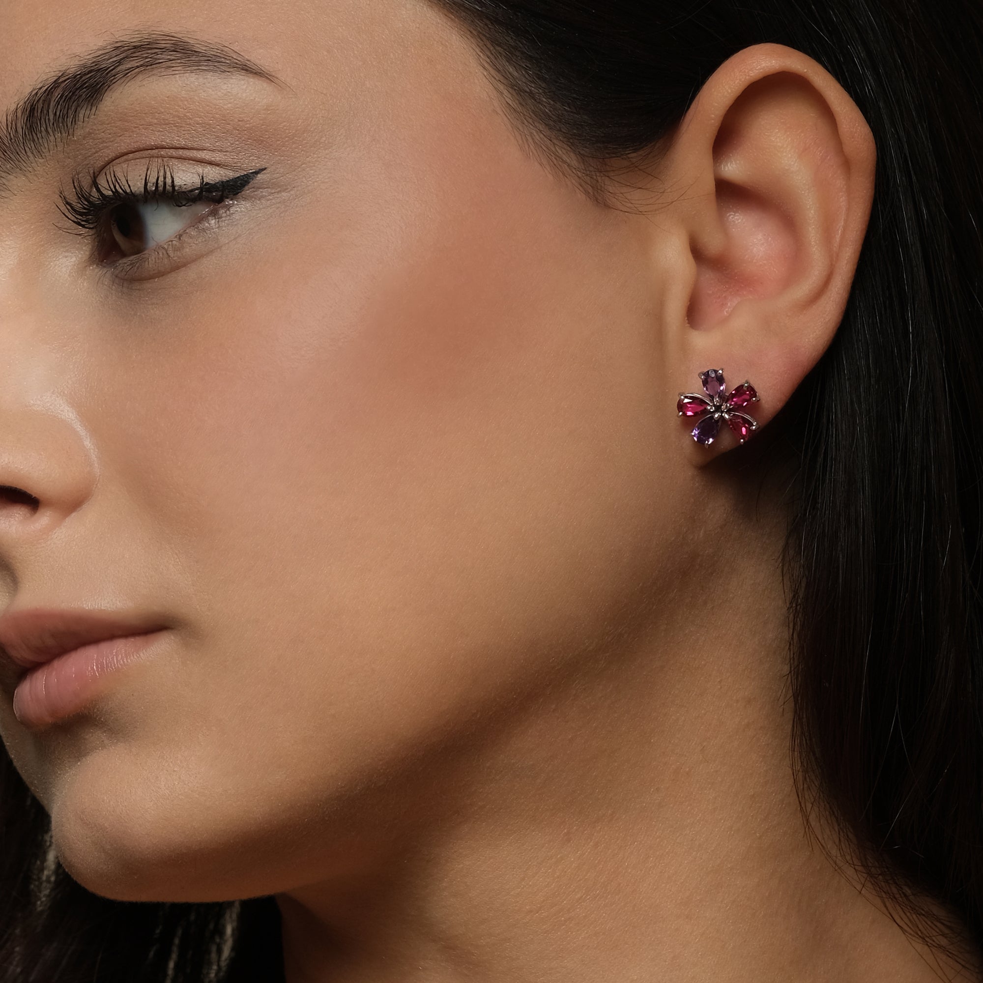 Boucles d'oreilles Little Amethyst Flowerdrop - or jaune 18k - AGUADEORO