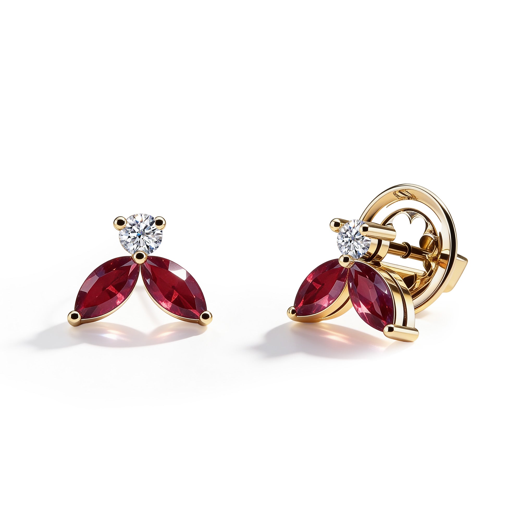 Boucles d'oreilles Little Bees rouge 1.00 carat - Or jaune 18k
