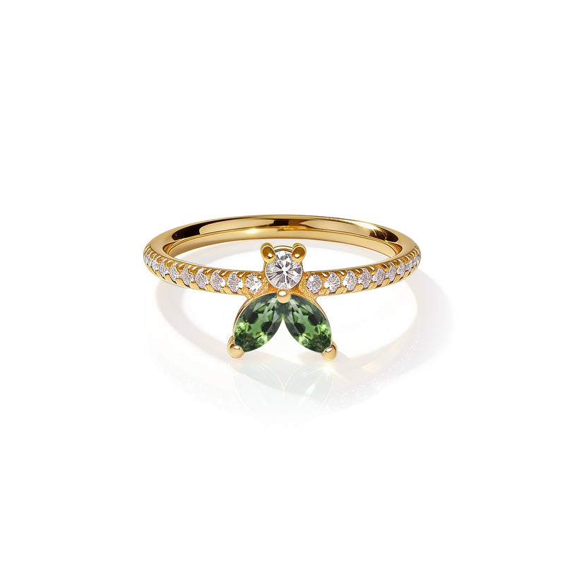 The Fancy Little Bee Tourmaline Vert antique - or jaune 18k
