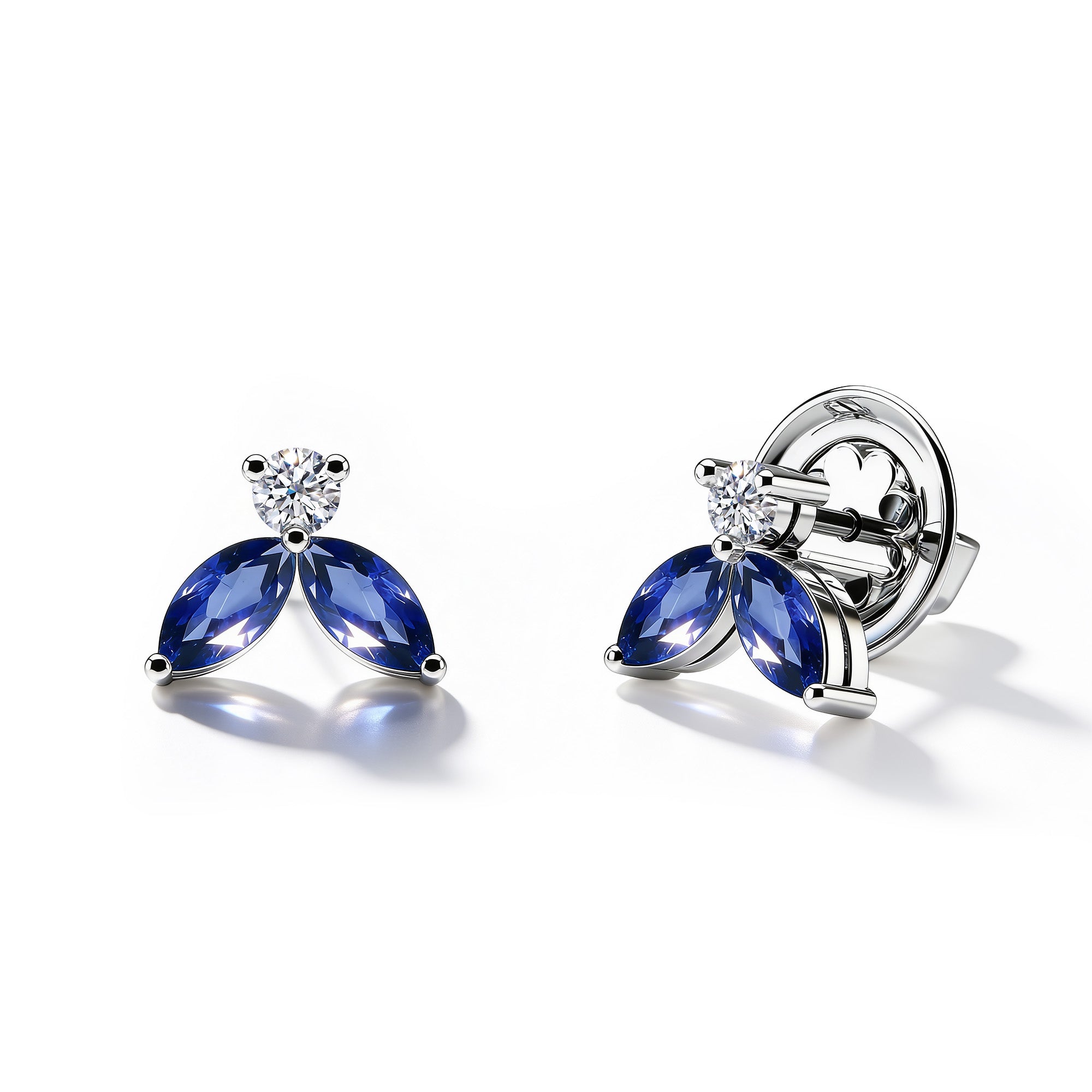 Boucles d'oreilles Little Bees bleu 1.00 carat - Or blanc 18k