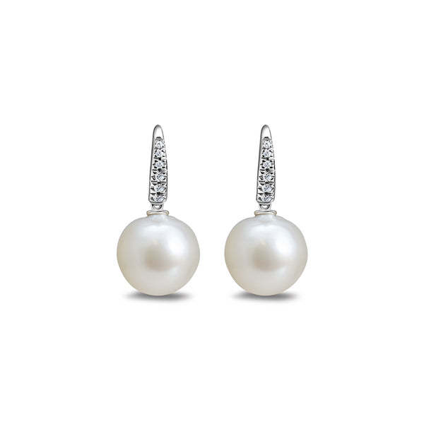 Boucles d'oreilles avec Perles - or blanc 18k