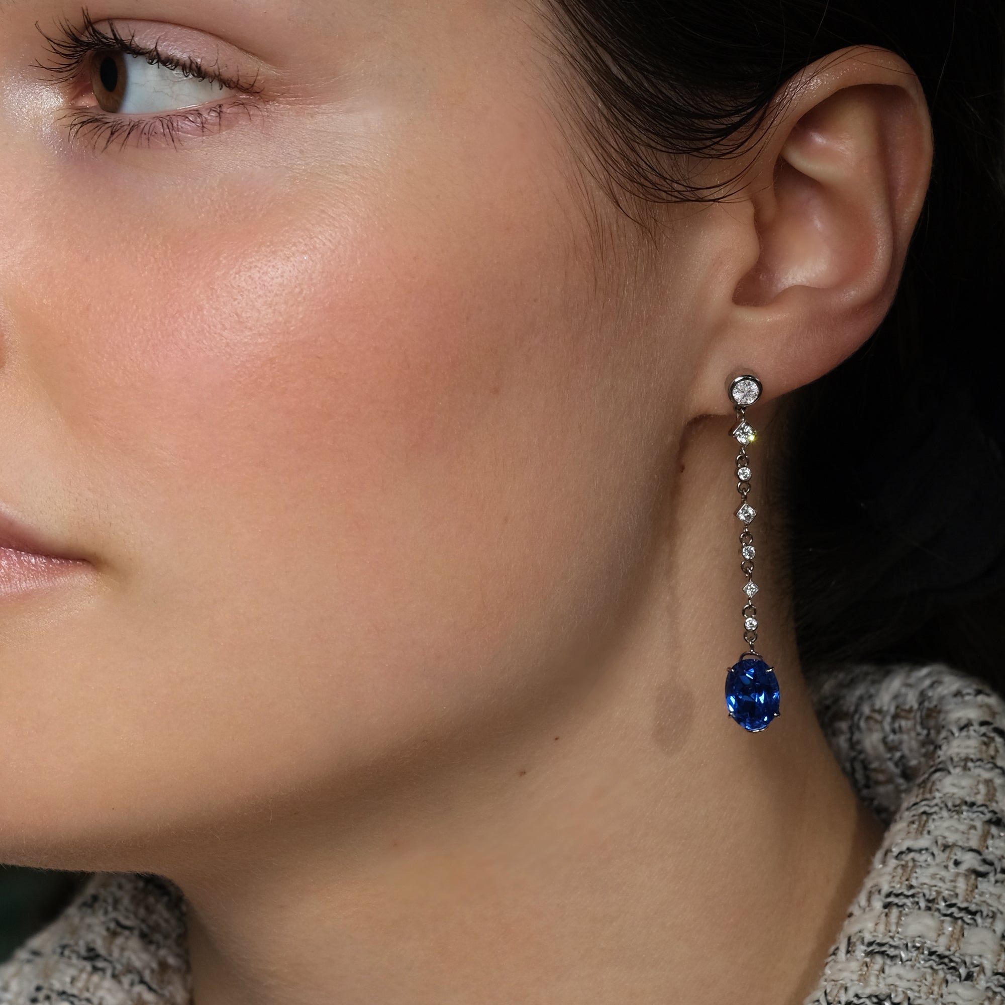 Boucles d'oreilles Blue Lagoon Sapphire - or blanc 18k - AGUADEORO