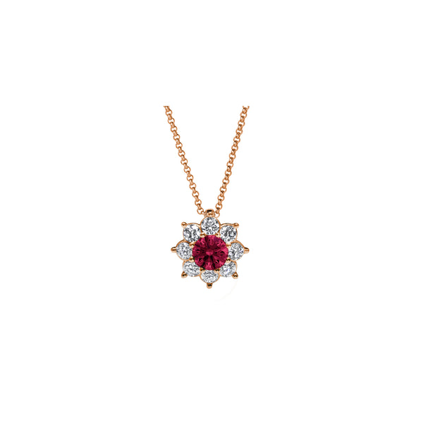 Necklace The Blooming Red Flower - Red Gold 18k