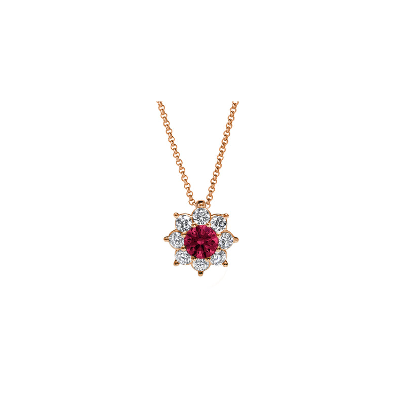 Collier The Blooming Red Flower - or rouge 18k