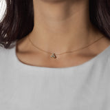 Collier Solitaire Little Bee Grand - or blanc 18k