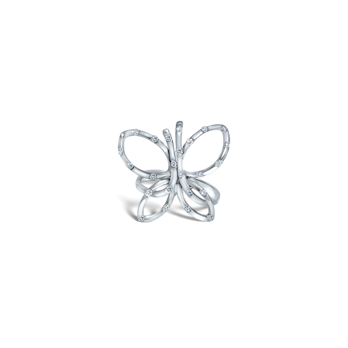 Bague De Mariage Papillon En Diamants Simulés 3 Ct - Or Blanc Plaqué 14k - Taille 7