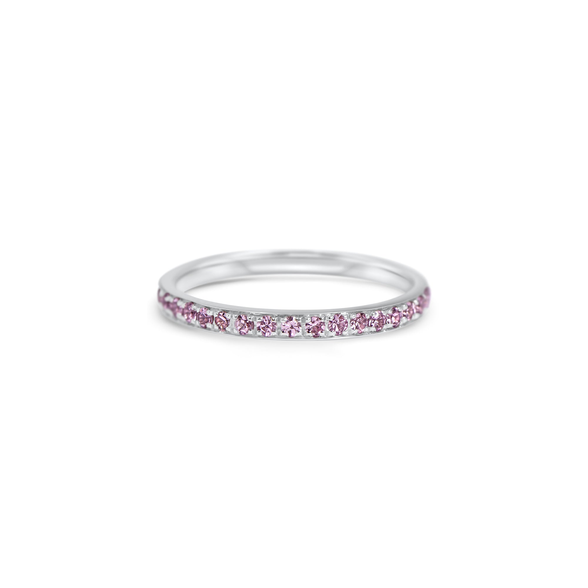 Rainbow Rose est une bague mémoire entièrement sertie de diamants roses naturels 