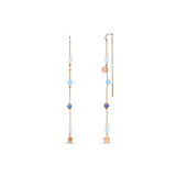 Boucles d'oreilles en or rose 18K, avec saphir, quartz bleu et topaze bleue.
